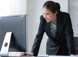 Woman working on laptop