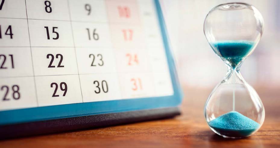 calendar and hourglass