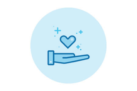 hand holding a heart icon