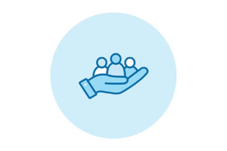hand holding people icon